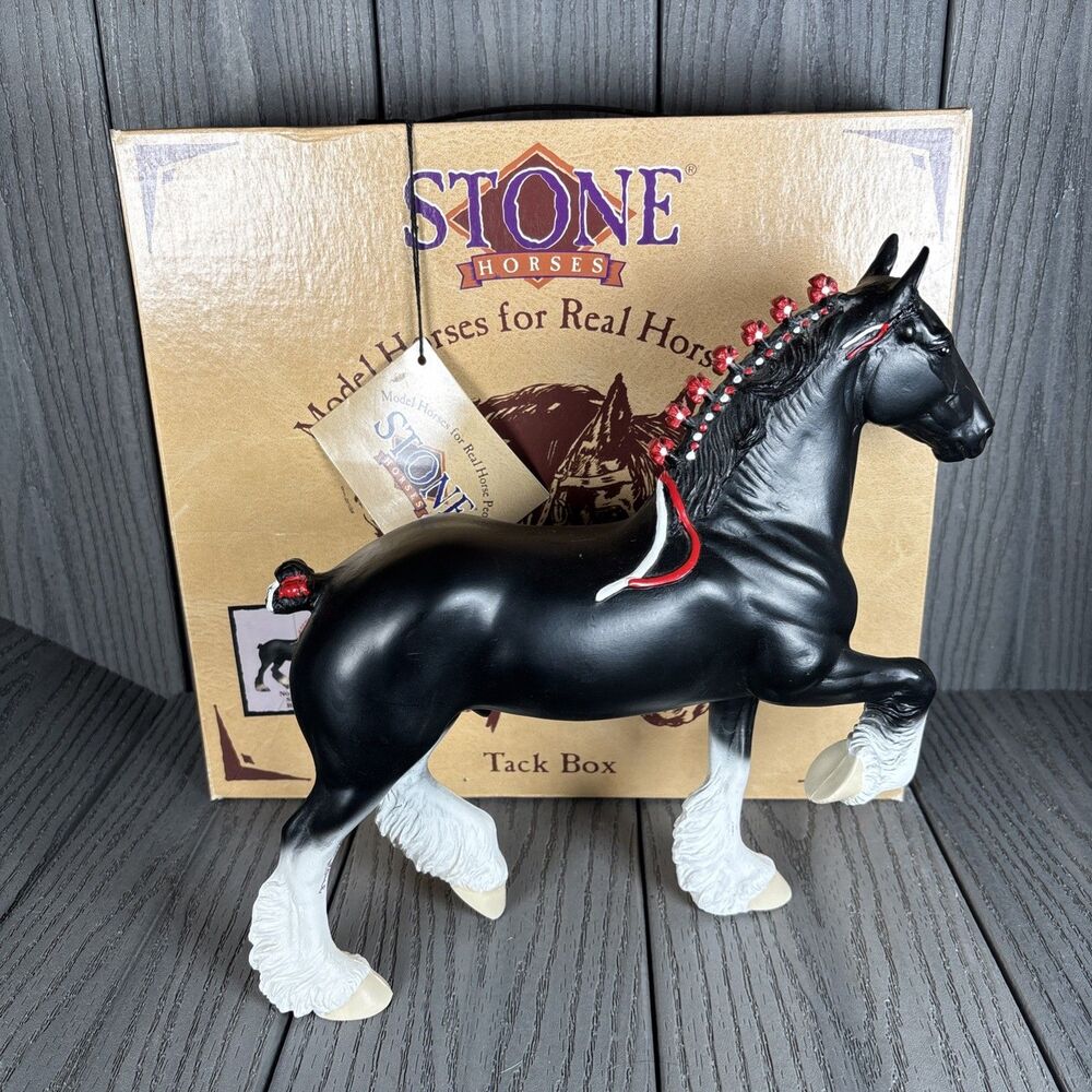 Vintage Peter Stone Horse #9734 Black Shire Clydesdale 1998 w/ Box!